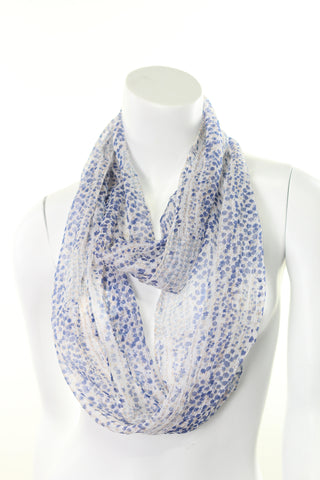 Scarf Chiffon Infinity Loop Blue and White Floral