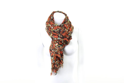 Pure Wool Autumnal Print Shawl