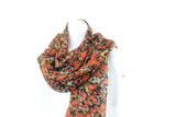 Pure Wool Autumnal Print Shawl
