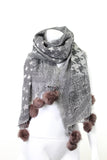 Wool Jacquard Fur Pompoms