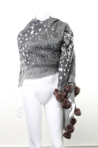 Wool Jacquard Fur Pompoms