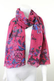 Raspberry Pure Wool Floral Print