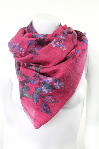 Raspberry Pure Wool Floral Print
