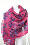 Raspberry Pure Wool Floral Print