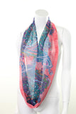 Scarf Chiffon Infinity Loop Blue and Peach Paisley