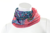 Scarf Chiffon Infinity Loop Blue and Peach Paisley