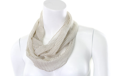 Scarf Chiffon Infinity Loop Polka Dot Black and White