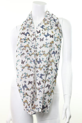 Scarf Chiffon Infinity Loop Butterfly Print