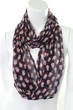 Copy of Scarf Chiffon Infinity Loop Navy Blue Owl Print
