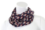 Copy of Scarf Chiffon Infinity Loop Navy Blue Owl Print