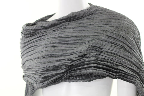 Scarf Pleated Silk Silver Gray