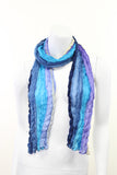Pure Crinkle Silk Blue Handmade Scarf