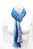 Pure Crinkle Silk Blue Handmade Scarf